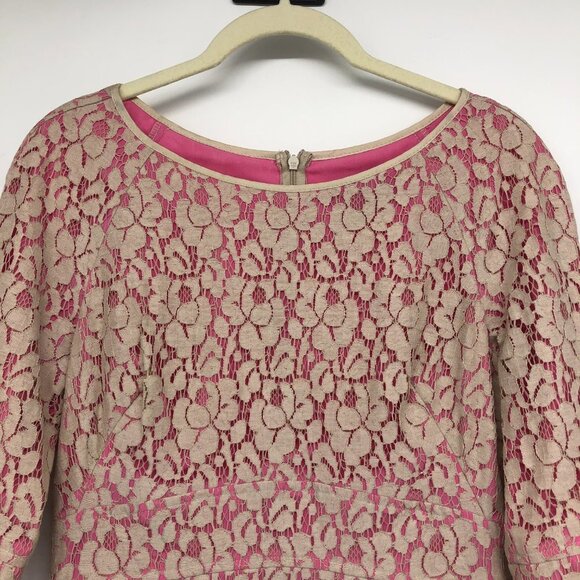 Guess By Marciano Pink Floral Lace Overlay Fit & Flare Date Night Dress 6 - Picture 4 of 16